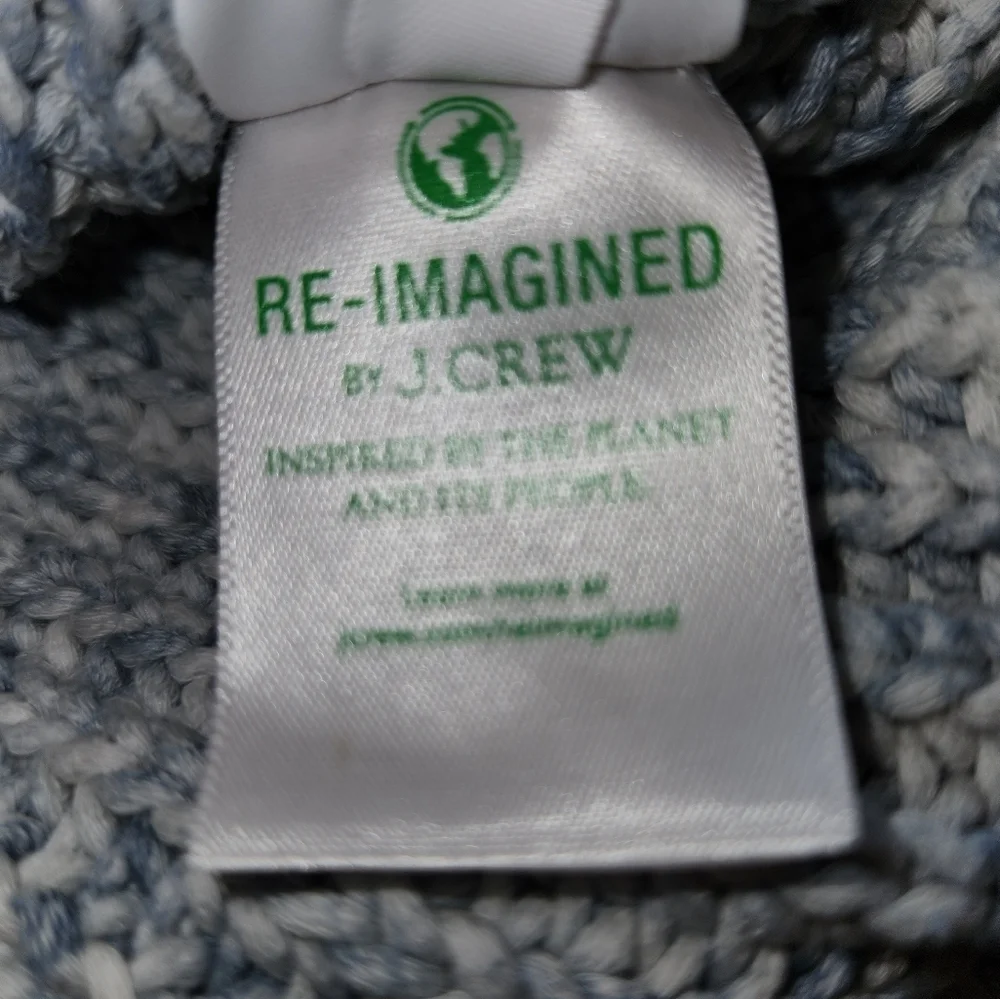 J. Crew Light Blue & White Marled Women's Sweater Size L Warm Lagenlook Comfort